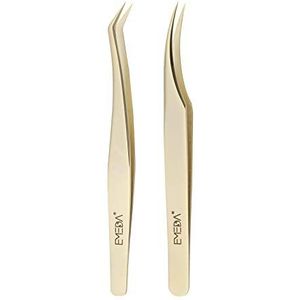 2 stuks wimperverlengpincet wimper pincetten wimperpincet voor wimperextensions Professional Golden Precision-pincet voor individuele wimpers 3D 6D-volumewimpers eyelash tweezers
