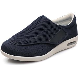 Unisex ouderenschoenen Heren Dames Extra brede diabetische schoenen met traagschuim Verstelbare sluiting Lichtgewicht luchtkussen Wandelschoenen voor ouderen Artritis Oedeem,Blue-46.5 EU