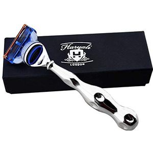 Haryali London 5 Rand Scheren Scheermes Speciaal Ontworpen Hol Handvat in Duits Roestvrij staal Perfect Veiligheidsscheermes voor Mannen