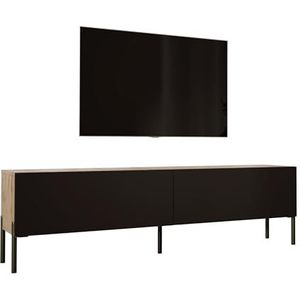 3E 3xE living.com Tv-kast in Wotan eiken/zwart mat met poten in zwart, A: B: 170 cm, H: 52 cm, D: 32 cm. TV-meubel, tv-tafel, tv-bank