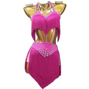 Jurken Voor Latijns Amerikaanse Danswedstrijden Met Kwastjes Hollow Cha Cha Optreden Kostuums Voor Dames Rugloze Salsa Tango Danskleding Glanzende Rok Voor Rumba Samba,X,L