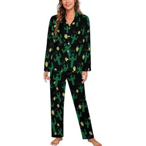 Cactus Ballon Lange Mouw Pyjama Sets Voor Vrouwen Klassieke Nachtkleding Nachtkleding Zachte Pjs Lounge Sets