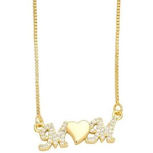 Dames kleine CZ kristal vlinder koper en vergulde moeder ketting moeder cadeau (Style : Mom)