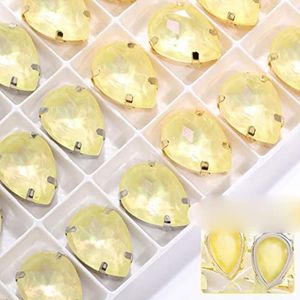 Drop Strass Met Koperen Klauw Set Flacback Kristallen Strass Naaien Op Kleding Tassen Stenen Glitter Glas Strass-Jonquil JM,7x10mm,Wit K Claw 10st