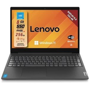 Lenovo V 15 G2 IJL Intel® Celeron® N N4500 Laptop 39,6 cm (15.6") Full HD 8 GB DDR4-SDRAM 256 GB SSD Wi-Fi 5 (802.11ac) Windows 11 Home Zwart