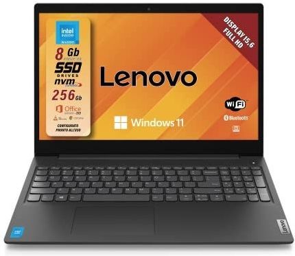 Lenovo V 15 G2 IJL Intel® Celeron® N N4500 Laptop 39,6 cm (15.6") Full HD 8 GB DDR4-SDRAM 256 GB SSD Wi-Fi 5 (802.11ac) Windows 11 Home Zwart