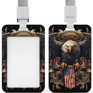 American Bald Eagle Vlag Badge Houder met Lanyard Intrekbare Badge Reel Clip Id Naam Card Badge Houders voor Kantoor Geschenken