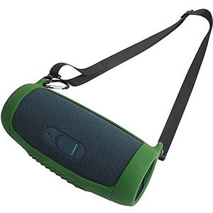 Siliconen hoes voor JBL-Charge5 Bluetooth-luidspreker, reisdragen, beschermend met schouderriem en karabijnhaak voor JBL-Charge5 luidsprekeraccessoires (groen)
