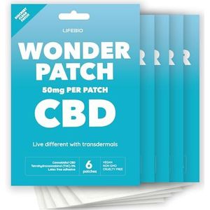 Lifebio CBD 50 mg Wonderpatch: voor Pijn, Stress, Slaap, Non-GMO, Atleten - 30 pleisters