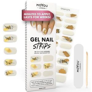 MOYOU LONDON Semi-uitgeharde gelnagelstrips - 20 stuks gelnagelwraps voor manicure van salonkwaliteit - werkt met elke UV-lamp - gemakkelijk aan te brengen, te trimmen en te verwijderen nagelstickers