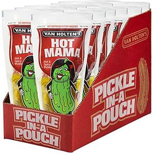 Van Holten 's Hot Mama - Hete en Spicy Pickle in A Pouch - 12 Pack - Van Holtens Pickle's - Vetvrij - Lage Calorie - Lage Krab - Glutenvrij