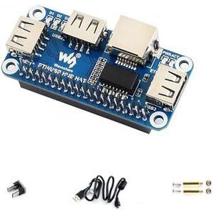 Ethernet/USB HUB HOED voor Raspberry Pi, 1x RJ45 Ethernet-poort op basis van RTL8152B-chip, 3x USB-poorten passen perfect op de nul/nul W/Zero WH