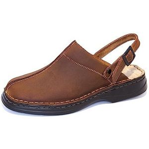 Kristian Shoes 30, pantoffels voor heren, van leer, Donkerbruine riem, 46 EU