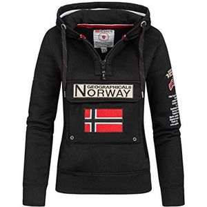 Geographical Norway GYMCLASS - Vrouwen Sweatshirt Hoody And Pockets Kangaroo Vrouwen Sweatshirt Lange Mouwen Sweater Winter Comfort - Hoodie Jacket Tops Sport Katoen (ZWART L - MAAT 3)