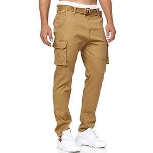 Indicode Heren Mathen Cargo Pants | Cargobroek van 98% katoen met riem Amber M