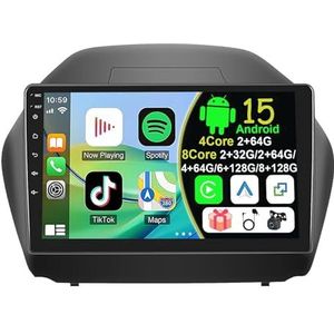 Draadloze Autoradio Android 15 voor Hyundai IX35 2010-2015 met draadloze carplay en Android Auto Bluetooth USB Wifi 4G GPS Navigatie(S-6(8G+128G))