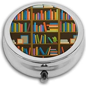 Boekenplank Pill Box-3 Compartiment Geneeskunde Pil Case, Draagbare Medicine Tablet Vitamine Houder Organizer voor Portemonnee Pocket Reizen Geschenken
