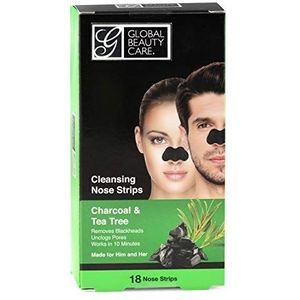 Global Beauty Care 18 neusreinigingsstrips van geactiveerde houtskool en theeboom neusstrips voor mee-eters verwijdering houtskool mee-eter Remover strips - 18 Ct
