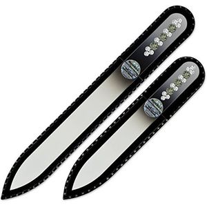 Mont Blue vingernagelvijl van glas, handversierd met Swarovski® kristallen, set van 2 | echt Tsjechisch gehard glas, levenslange garantie, handgemaakte nagelvijl van Black Diamond Crystal