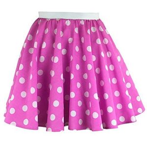 Meisjes Rock n Roll Polka Dot Rok 50/60's Greese Style Fancy Dress (Klein, Roze met Witte Stik), Roze met witte vlek, 2-12 Jaar