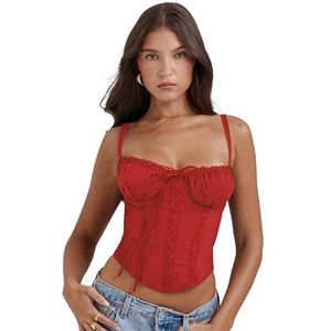 Kant Patchwork Strappy ww-2681, Rood, XL