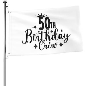 Vlag Verjaardag 50e Verjaardag Aangepaste Vlag Indoor Yard Vlag Gepersonaliseerde Gedrukt Vlag Voor Auto, Huis, Binnenplaats, 90X150Cm