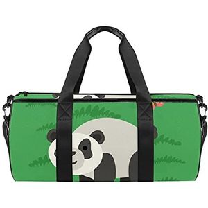 Reizen strandtassen, grote sport gym overnachting duffle groene panda print schoudertas met droge natte zak