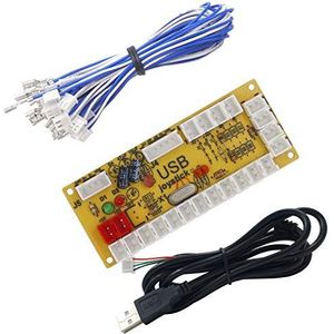 SJ@JX Arcade Game USB Encoder Code Board Zero Delay Game Controller DIY Kit 10x Button Cable 1x Joystick Cable for Retro Pie PC MAME Raspberry Pi