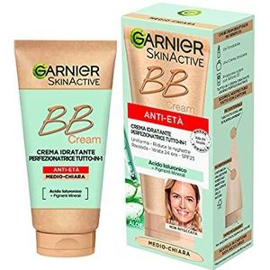 Garnier BB Cream Anti-aging SkinActive, voor een gelijkmatige huid en verminderde rimpels, natuurlijke look, verrijkt met hyaluronzuur, aloë vera en minerale pigmenten, SPF 25, kleurtinten: medium