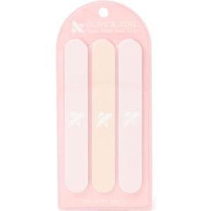 Olive & June Nagelvijlset, 3 dubbelzijdige nagelvijlen om glad te maken en te vormen, 2 salonstijl voor manicure + pedicure, professioneel nagelgereedschap voor thuisgebruik, zachte dubbele