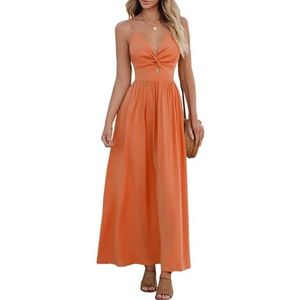 Chiffon baljurken voor dames, mouwloos, bruidsmeisjesjurken voor bruiloft, cocktailjurk, grote maten, Oranje, 32