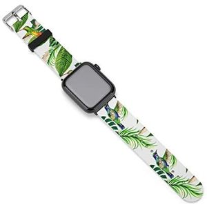 Tropische Hawaii bladeren palmboom mode horlogeband siliconen verstelbaar anti-zweet compatibel met IWatch tropische Hawaii bladeren palmboom