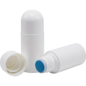 WsjiaboFux 4 stuks witte 50 ml spons hoofd plastic flessen vloeibare applicator flessen met spons navulbare deodorant voor cosmetische etherische olie pomp dispensers hervulbare containers