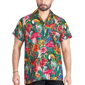 CLUB CUBANA Slim Fit Klassiek Hawaiiaans Overhemd Met Korte Mouwen En Casual Bloemen Voor Heren L