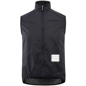 YGLEEULI Fietsjack Heren Fietsvest Winddicht Mouwloos Fiets Lichtgewicht Outdoor Winddicht Sportvest (ZWART, 3XL)