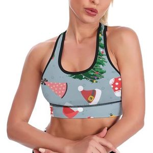 Kerstdag in cartoon stijl vrouwen tank top sport beha yoga workout vest atletische bh's