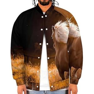 Running Horse Grappige Mannen Baseball Jacket Gedrukt Jas Zacht Sweatshirt Voor Lente Herfst