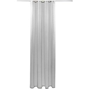 Gordijn met plooiband, transparante voile 140x175 cm (breedte x lengte) in grijs - lichtgrijs, vele andere kleuren en maten