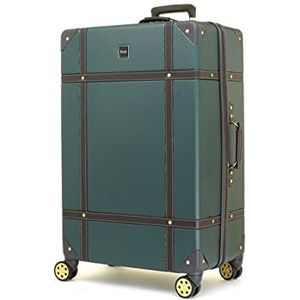 Rock Vintage koffer retro 8 wiel spinner bagage, Emerald Groen, L