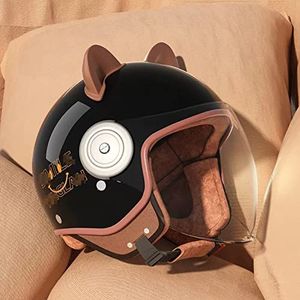 QJWM Halve Helmen 3/4 Scooter Bromfiets Helm Valhelm voor Mannen Vrouwen Lichtgewicht Jet Helm met Zonneklep DOT/ECE Certificering A 5560CM Multi