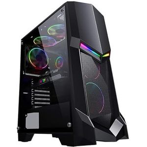 Mid-Tower Computerbehuizing ATX, M-ATX, ITX, Gehard Glazen Zijpaneel Mid-Tower Gaming PC Behuizing, Ondersteunt Radiatoren Tot 165mm Ondersteunt Waterkoeling(Black)