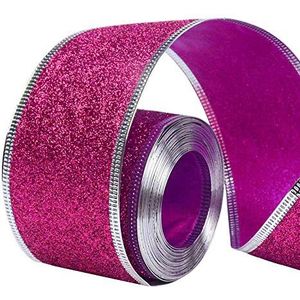 Gardeningwill 33Ft/10Meter Rose Red Glitter Kerst Lint Krans Present Bruiloft Kunst Ambachten Gift Wrapping