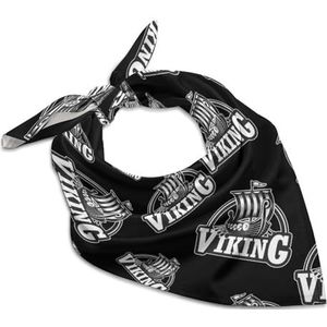 Viking Schip Vierkante Bandana Mode Satijn Wrap Neck Sjaals Comfortabele Hoofd Sjaal voor Vrouwen Haar 18""x18