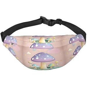 Cartoon Mushroom Universele Verstelbare Riem Wandelen Reizen Hardlopen Grote Waterdichte Crossbody Tas Heuptas, Zwart, Eén maat