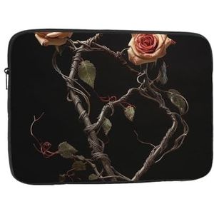 Meerdere planten Laptop Sleeve Bag voor vrouwen, schokbestendige beschermende laptop case 10-17 inch, lichtgewicht computer cover tas, ipad case, Zwart, 17 inch