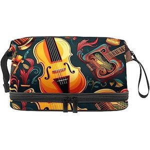 Dubbele Laag Cosmetische Tas Praktijk Muziekinstrumenten Draagbare Make-up Tas Reizen Organizer Pouch voor Vrouwen Meisjes Toiletartikelen Tassen, Multi 10, 27x15x14 cm/10.6x5.9x5.5 in, Make-up zakje