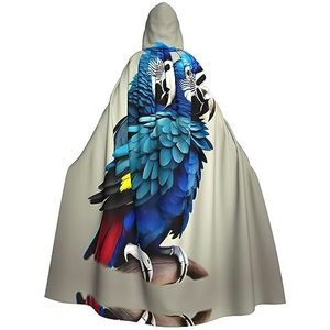 SSIMOO Blauwe papegaai knuffelen Halloween Hooded Mantel, Volwassen Feestdecoraties, Vampier Hooded Mantel, Cosplay Kostuums