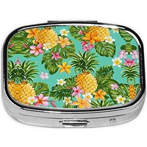 Tropische Fruit Ananas Vierkante Pillendoos, Pillendispenser Doos Kabeljauw Leverolie Doos Vitamine Pil Doos Patiënt Pillendoos
