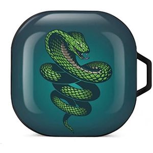 Cobra Snake Oordopjes Hoesje Compatibel met Samsung Hard Shell Beschermhoes Zwart-Stijl
