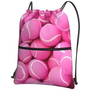 Heldere Roze Unisex Waterdichte Rits Drawstring Bag Voor Gym Winkelen Sport Yoga, Zwart, Eén maat